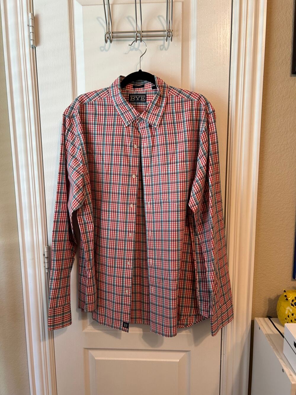 Red and Blue Plaid Button Down Shirt XL